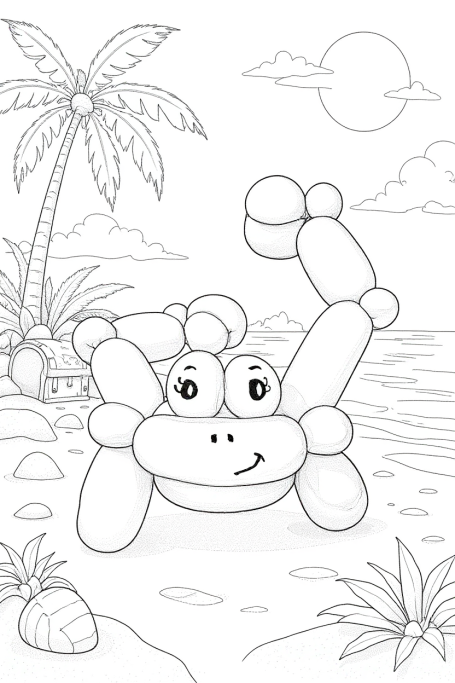 Twistelora Colouring Book: Balloon Animals. Balloon Crab colouring page.