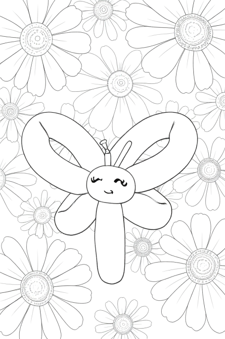 Twistelora Colouring Book: Balloon Animals. Balloon Butterfly colouring page.