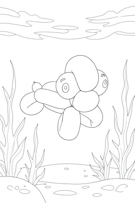 Twistelora Colouring Book: Balloon Animals. Balloon Turtle colouring page.