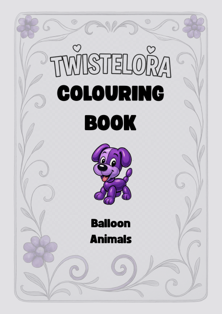 Twistelora Colouring Book: Balloon Animals Front Cover.